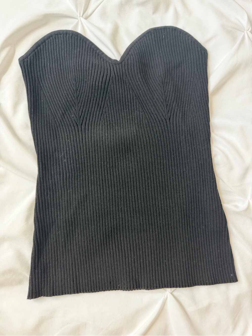 H&M Black Ribbed Strapless Sweetheart Camisole